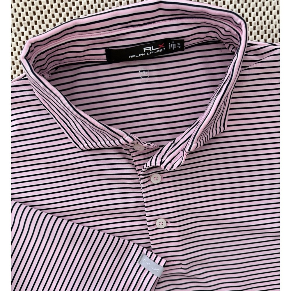 Ralph‎ Lauren RLX Mens Performance Striped Golf Athletic SS Polo Shirt Size XL